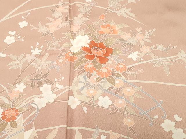 平和屋着物■訪問着 花車文 草花文 正絹 逸品 CABK3767ev