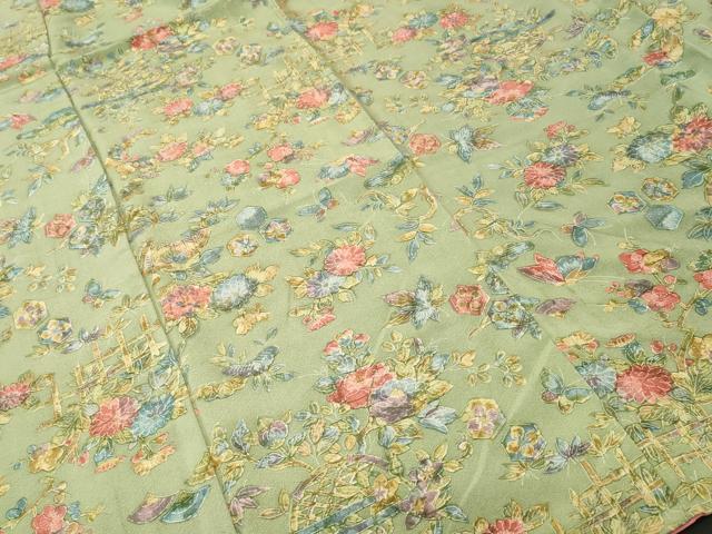 平和屋着物■上質な小紋 枝花蝶文 正絹 逸品 CABK3770ev