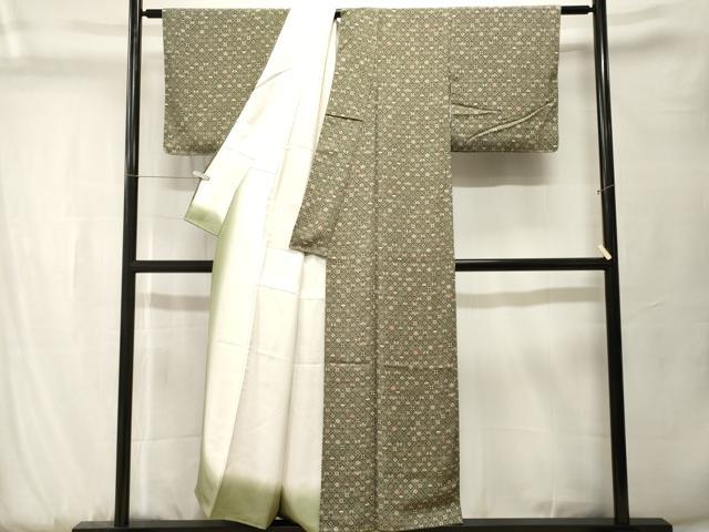 平和屋着物■上質な小紋 扇面花蝶文 正絹 逸品 CABK3781ev