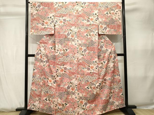 平和屋着物■上質な小紋 辻が花 金彩 正絹 逸品 CABK3796ev