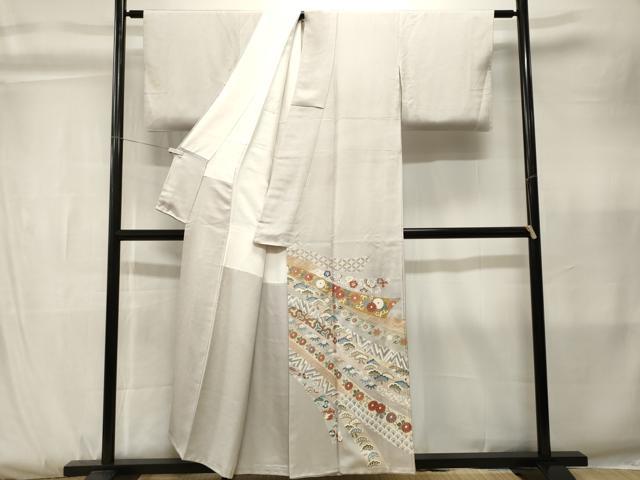 平和屋着物■十日町友禅作家 龍谷 色留袖 鬘帯宝尽し花蝶文 金彩 正絹 逸品 CABK3797ev