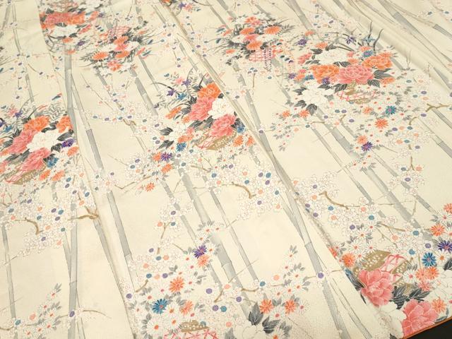 平和屋着物■上質な小紋 竹 花籠文 正絹 逸品 CABK3798ev