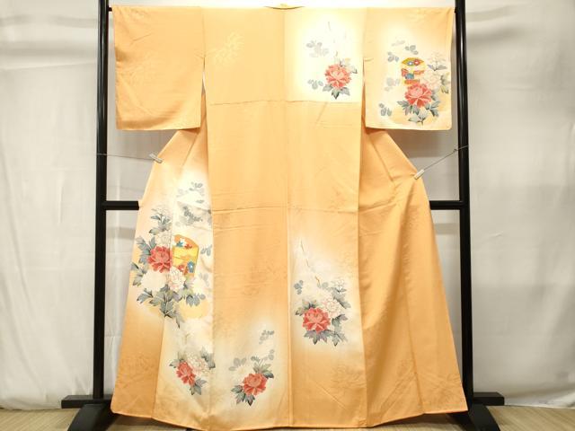 平和屋着物■訪問着 乱菊 貝桶草花文 暈し染め 金彩 正絹 逸品 CABK3799ev