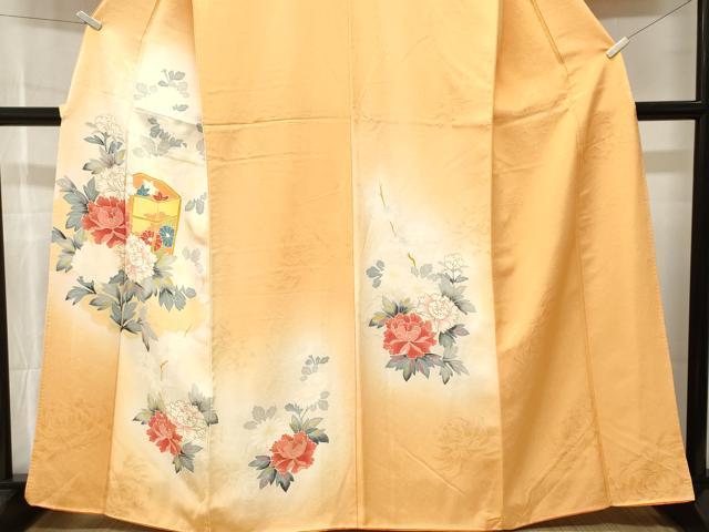 平和屋着物■訪問着 乱菊 貝桶草花文 暈し染め 金彩 正絹 逸品 CABK3799ev