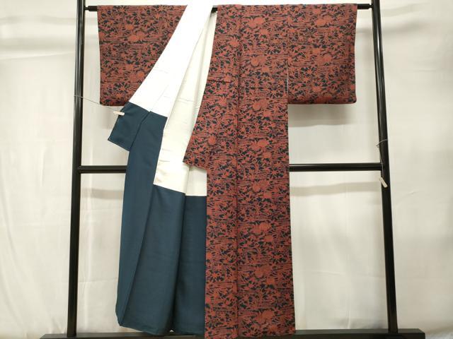 平和屋着物■上質な小紋 流水草花文 正絹 逸品 CABK3800ev