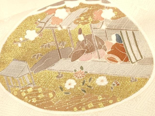 平和屋着物■訪問着 貝合せ人物枝花文 金彩 鈴乃屋扱い 正絹 逸品 CABK3806ev