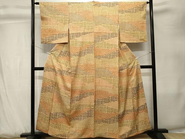 平和屋着物■上質な小紋 切嵌花文 正絹 逸品 CABK3813ev