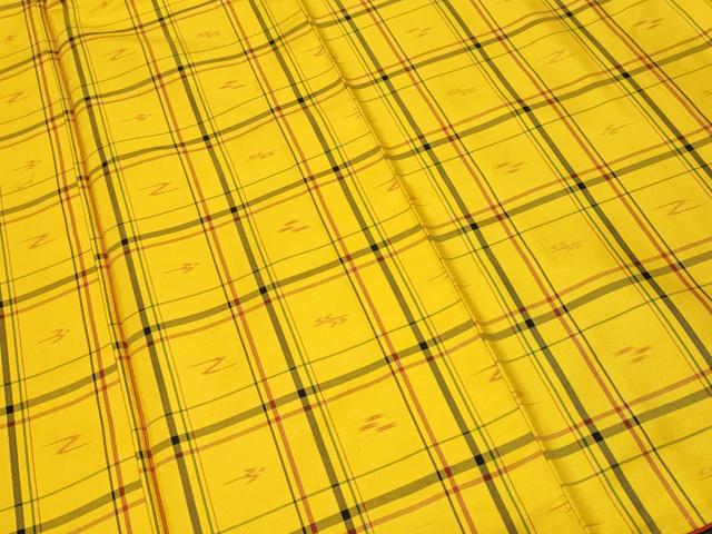 平和屋着物■本場縞大島紬 格子琉球絣文様 正絹 逸品 CABK3817ev