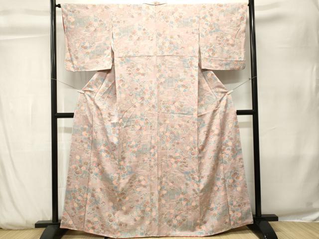 平和屋着物■上質な小紋 草花文 花車文 正絹 逸品 CABK3822ev