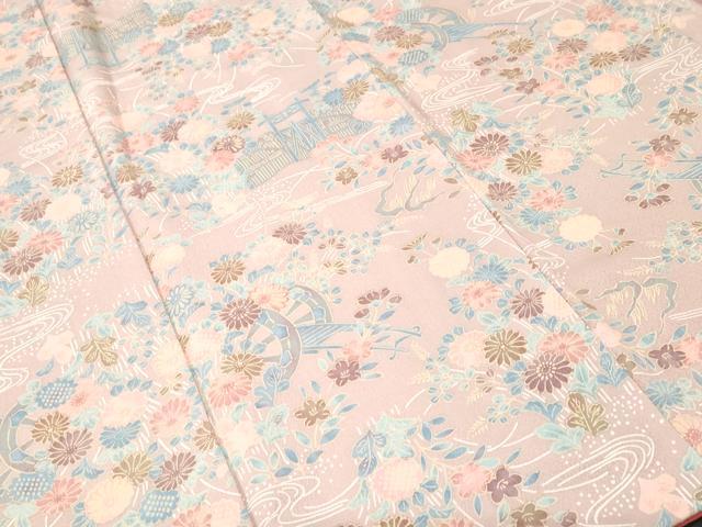 平和屋着物■上質な小紋 草花文 花車文 正絹 逸品 CABK3822ev