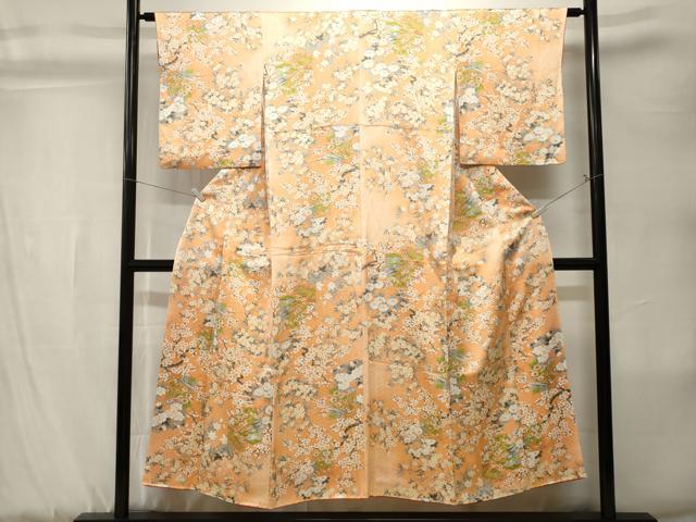 平和屋着物■上質な小紋 色紙枝花文 正絹 逸品 CABK3833ev