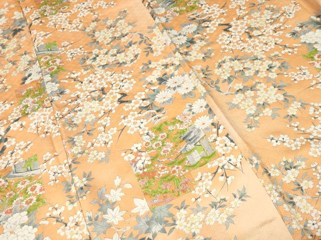 平和屋着物■上質な小紋 色紙枝花文 正絹 逸品 CABK3833ev