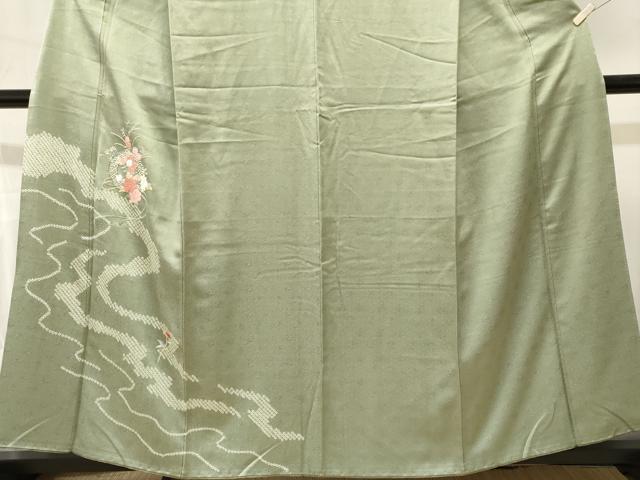 平和屋着物■訪問着 刺繍 絞り 鏡裏枝花文 正絹 逸品 CABK3836ev