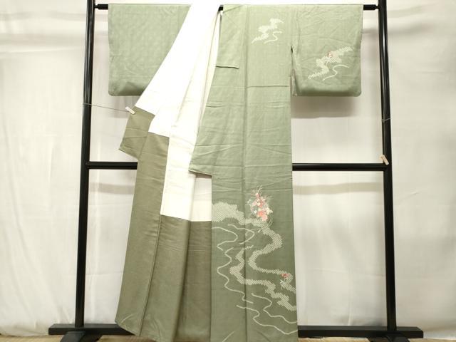 平和屋着物■訪問着 刺繍 絞り 鏡裏枝花文 正絹 逸品 CABK3836ev