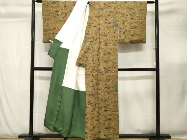 平和屋着物■上質な小紋 鴛鴦風景文 正絹 逸品 CABK3849ev