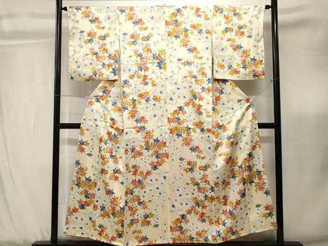 平和屋着物■上質な小紋 枝梅楓花文 正絹 逸品 CABK3852ev