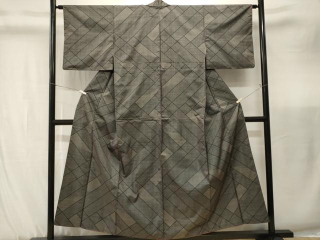 平和屋着物■本場大島紬 7マルキ 幾何学文 正絹 逸品 CABK3864ev