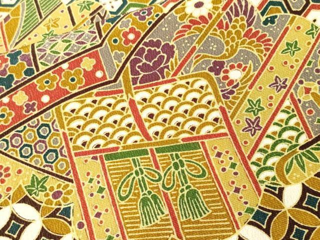 平和屋着物■上質な小紋 御所車吉祥花文 正絹 逸品 CABK3870ev