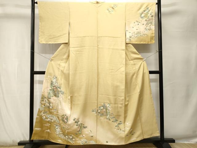 平和屋着物■訪問着 松竹梅 流水雪輪色紙枝花文 暈し染め 金銀彩 正絹 逸品 CABK3877ev