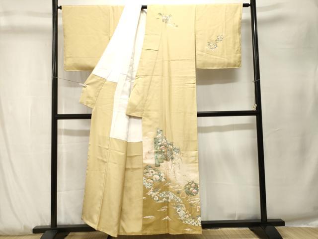 平和屋着物■訪問着 松竹梅 流水雪輪色紙枝花文 暈し染め 金銀彩 正絹 逸品 CABK3877ev