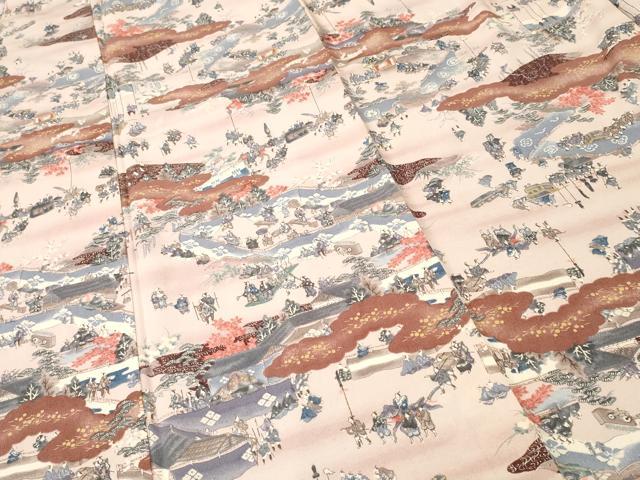 平和屋着物■上質な小紋 人物風景文 暈し染め 正絹 逸品 CABK3888ev