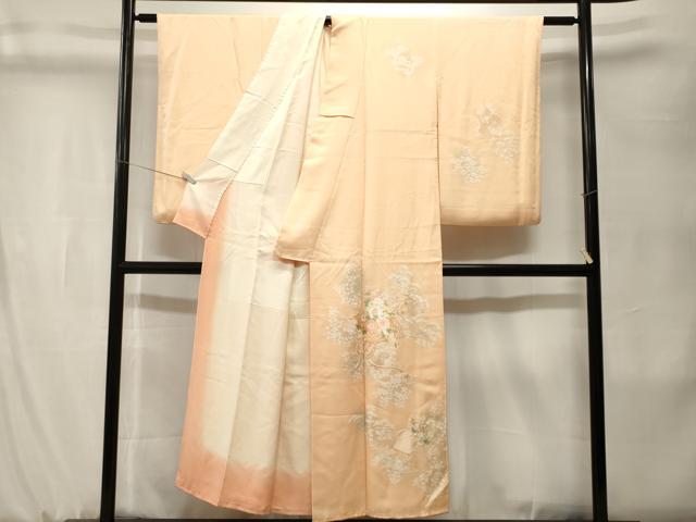 平和屋着物■訪問着 駒刺繍 扇面地紙草花文 暈し染め 正絹 逸品 CABK3909ev