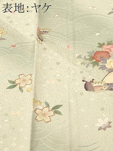 平和屋着物■上質な小紋 流水地紙花蝶文 暈し染め 金彩 正絹 逸品 CABK3950ev