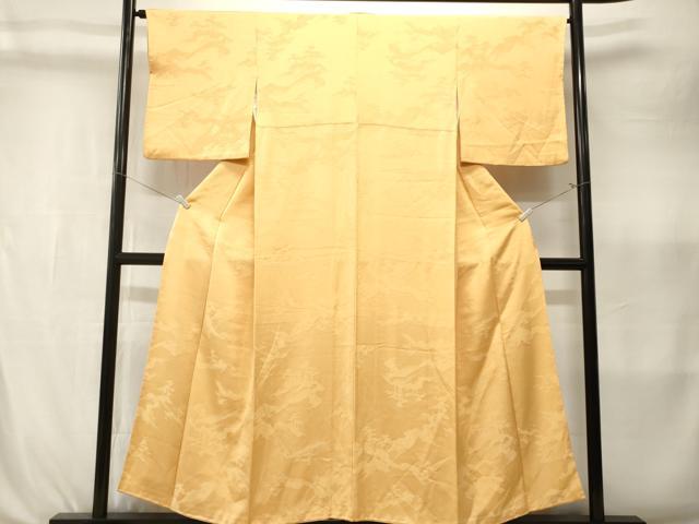 平和屋着物■上質な色無地 遠山樹林地紋 花葉色 正絹 逸品 CABK3985ev