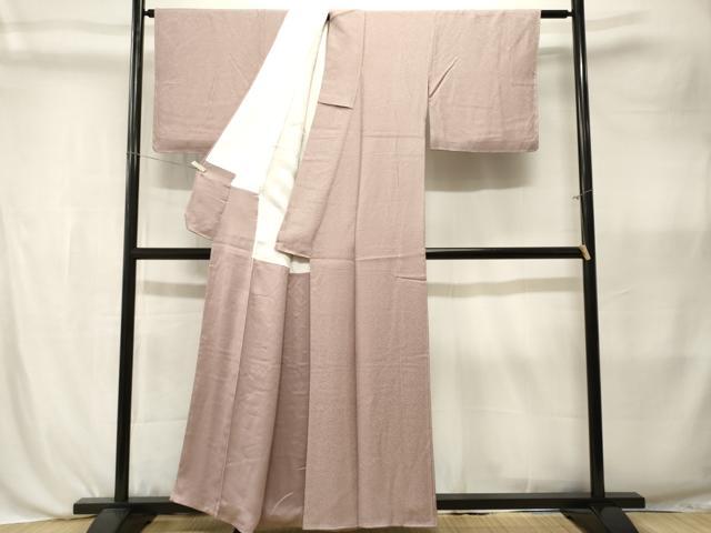平和屋着物■本草木染作家 瑞寶 色無地 霞地紋 枯野色 正絹 逸品 CABK3990ev