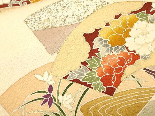 平和屋着物■訪問着 地紙重ね吉祥花唐草文 金彩 正絹 逸品 CABK4008ev