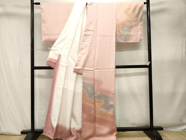 平和屋着物■訪問着 総刺繍 花唐草文 暈し染め 正絹 逸品 CABK4009ev