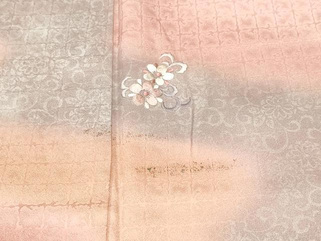 平和屋着物■訪問着 総刺繍 花唐草文 暈し染め 正絹 逸品 CABK4009ev