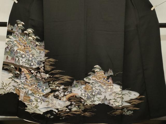 平和屋着物■豪華黒留袖 駒刺繍 松竹梅御所解文 金彩 正絹 逸品 CABK4011ev