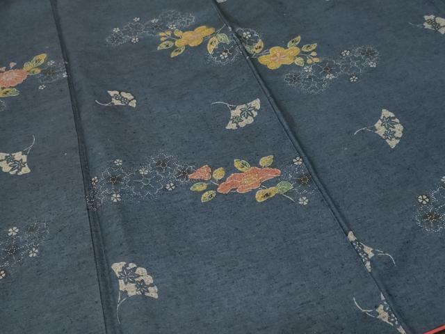 平和屋着物■上質な紬 舞花文 正絹 逸品 CABK4026ev
