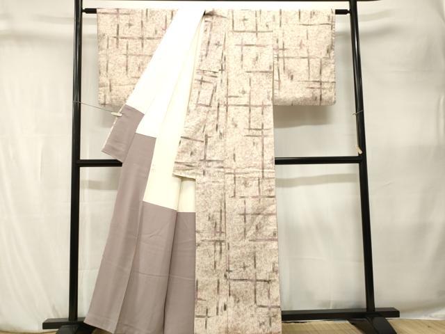 平和屋着物■上質な小紋 紬地 幾何学文 正絹 逸品 CABK4027ev