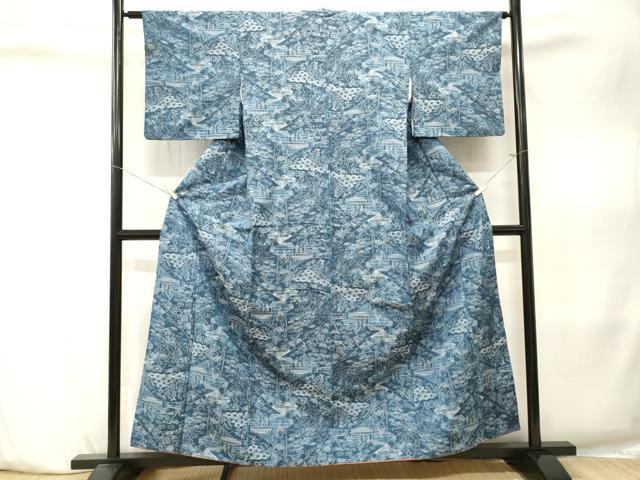 平和屋着物■上質な紬 切嵌風景文 正絹 逸品 CABK4034ev