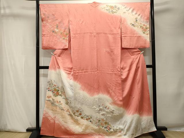 平和屋着物■訪問着 絞り 道否が松竹梅花文 暈し染め 金銀彩 正絹 逸品 CABK4039ev