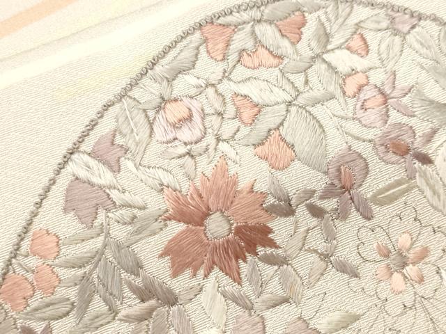 平和屋着物■中国三大刺繍 相良刺繍 訪問着 遠山草花文 正絹 逸品 CABK4040ev