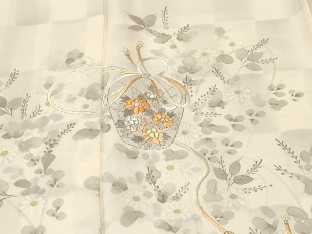 平和屋着物■訪問着 刺繍 仕覆 草花文 正絹 逸品 CABK4045ev
