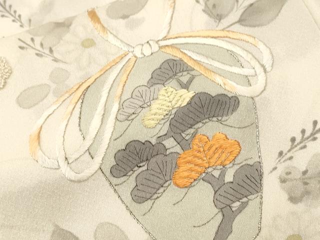 平和屋着物■訪問着 刺繍 仕覆 草花文 正絹 逸品 CABK4045ev