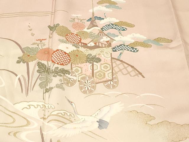 平和屋着物■訪問着 立波鉾飛鶴花文 暈し染め 金彩 正絹 逸品 CABK4046ev