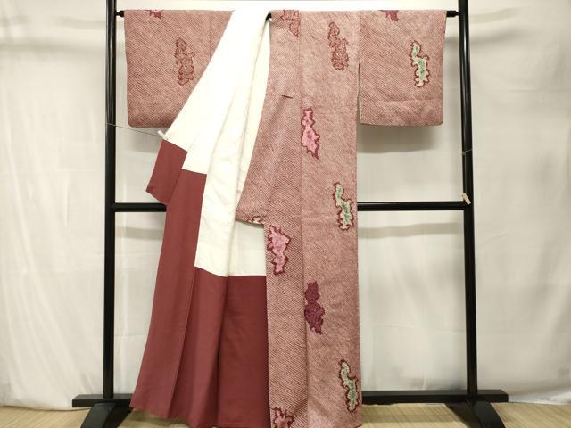 平和屋着物■上質な小紋 総絞り 草花文 正絹 逸品 CABK4048ev
