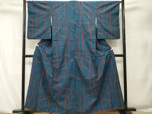 平和屋着物■上質な紬 抽象文 正絹 逸品 CABK4054ev