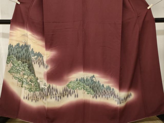 平和屋着物■訪問着 飛鶴樹林文 暈し染め 金銀彩 正絹 逸品 CABK4060ev