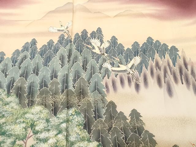 平和屋着物■訪問着 飛鶴樹林文 暈し染め 金銀彩 正絹 逸品 CABK4060ev