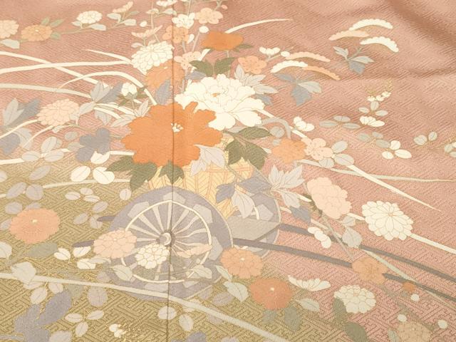 平和屋着物■訪問着 花車文 枝花文 暈し染め 金彩 正絹 逸品 CABK4076ev
