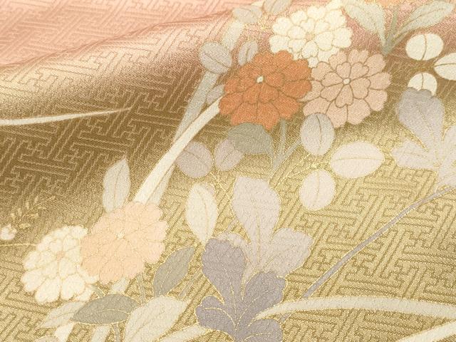 平和屋着物■訪問着 花車文 枝花文 暈し染め 金彩 正絹 逸品 CABK4076ev