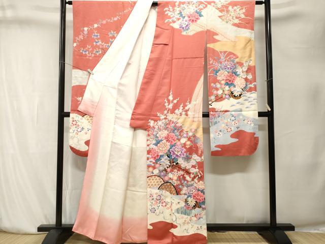 平和屋着物■豪華振袖 駒刺繍 流水籬鴛鴦花車文 金彩 正絹 逸品 CABK4087ev