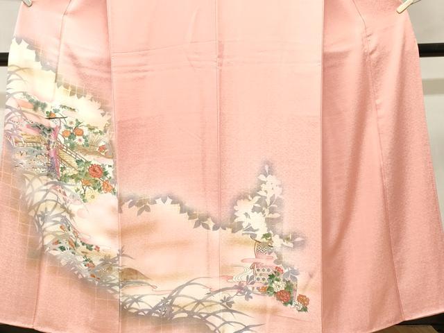 平和屋着物■訪問着 几帳草花文 シルエット 暈し染め 正絹 逸品 CABK4089ev