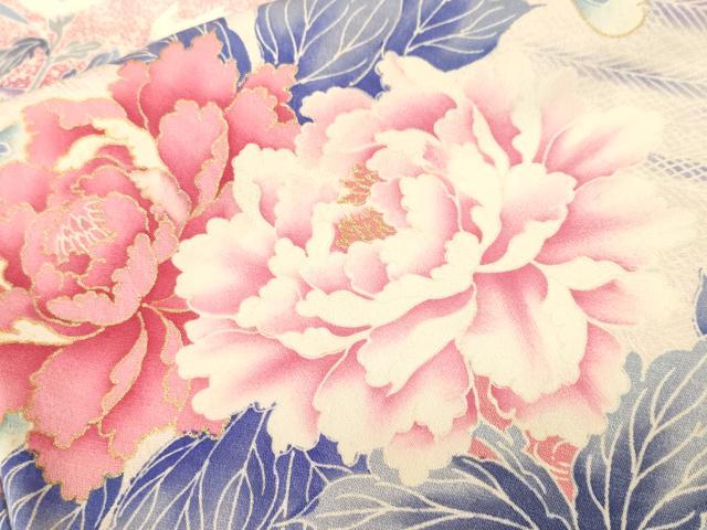 平和屋着物■豪華振袖 駒刺繍 孔雀乱菊花文 暈し染め 金彩 正絹 逸品 CABK4096ev